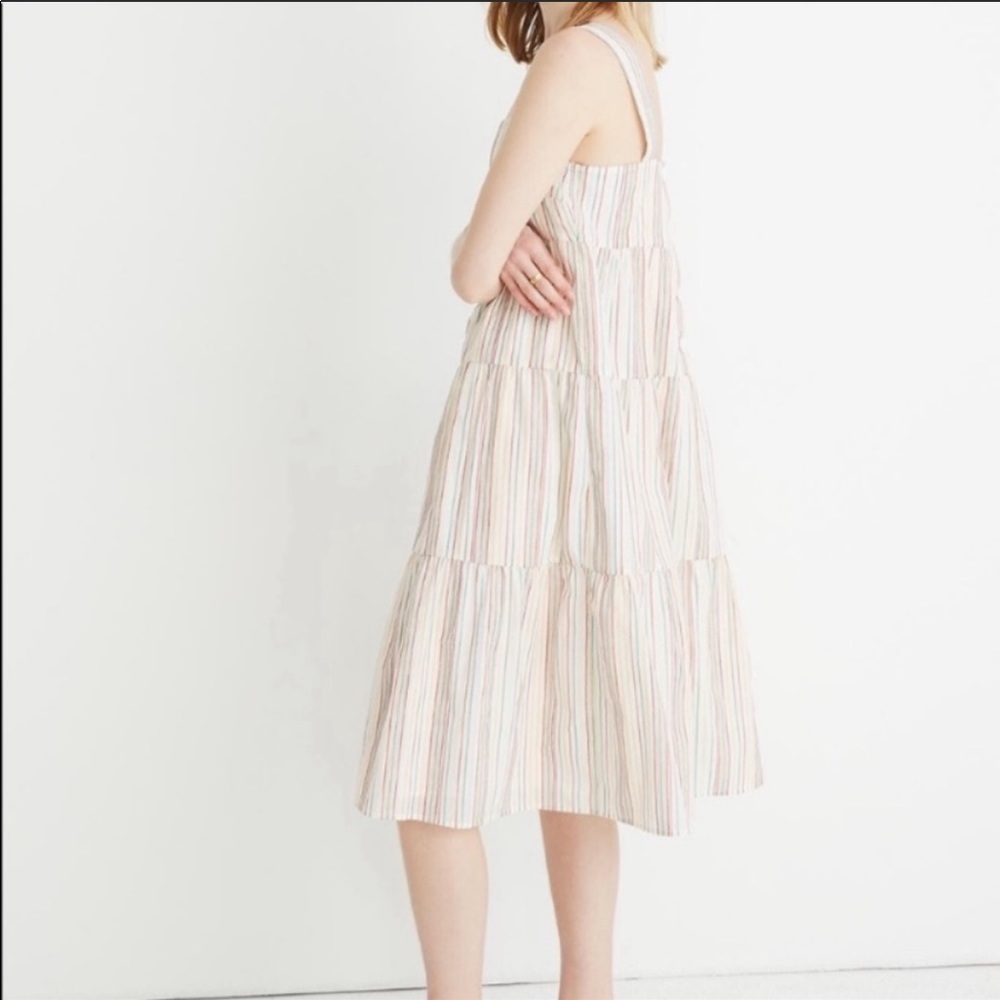 Madewell Button Back Tiered Dress in Stripe - Picture 2 of 7